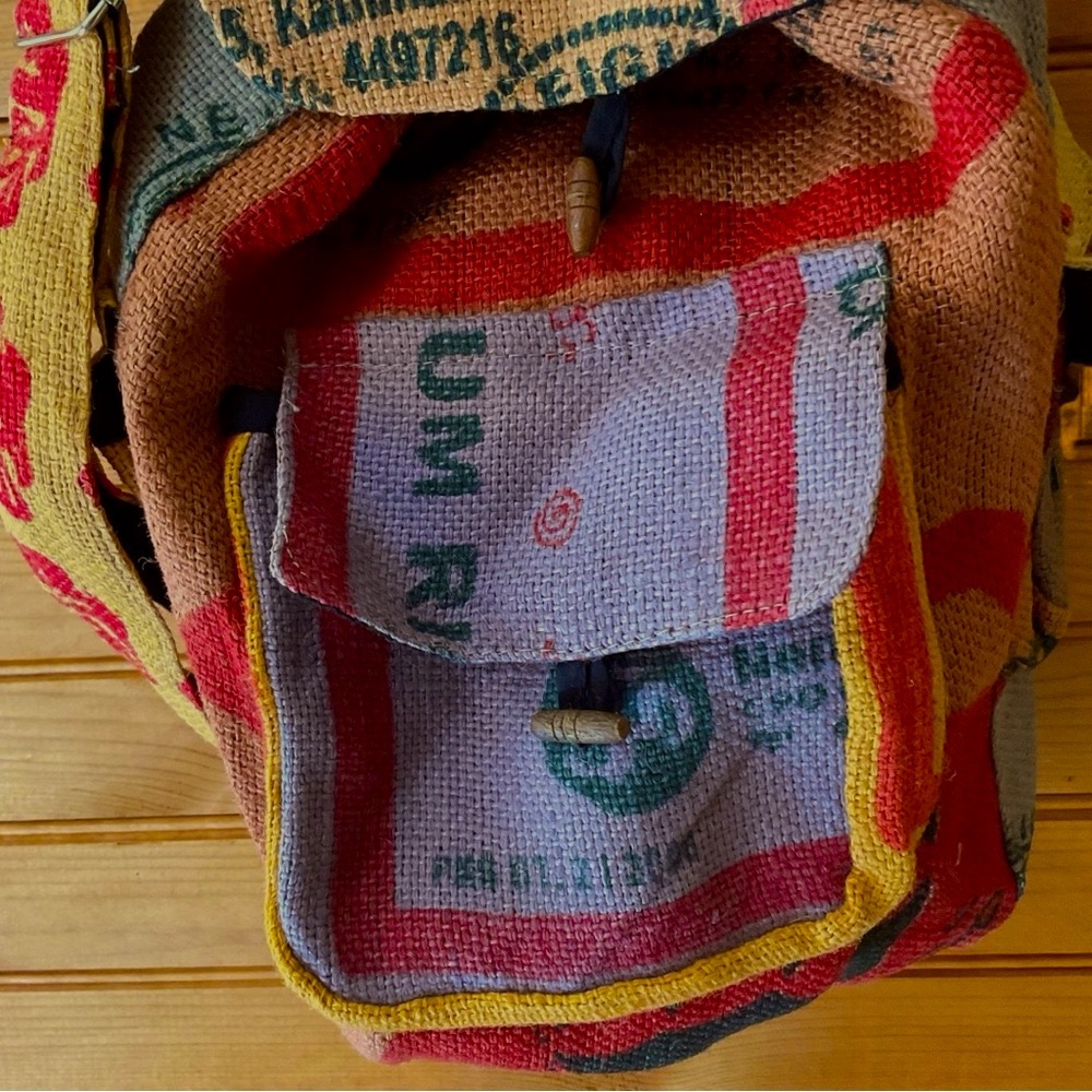 Colorful Rice Bag Burlap Backpack - Picture 6 of 6